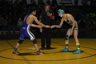 HRVHS hosts the district wrestling meet for the first time in February, 2015. Nine schools in our district send two wrestlers per weight class to the tournament to make an 18 person bracket in each class.